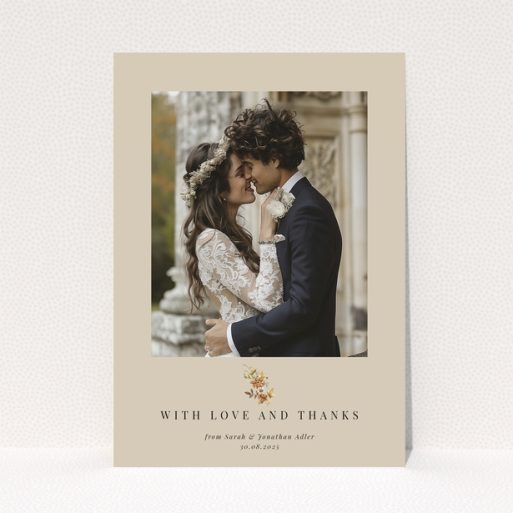 Wedding thank you card with a photo of a couple