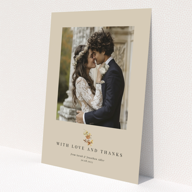 Wedding thank you card with a photo of a couple