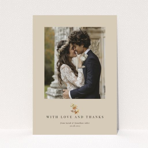 Wedding thank you card with a photo of a couple