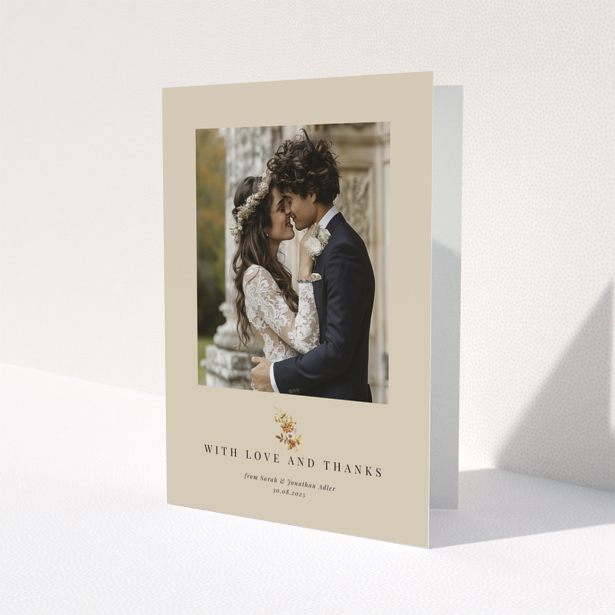 Wedding thank you card with a photo of a couple