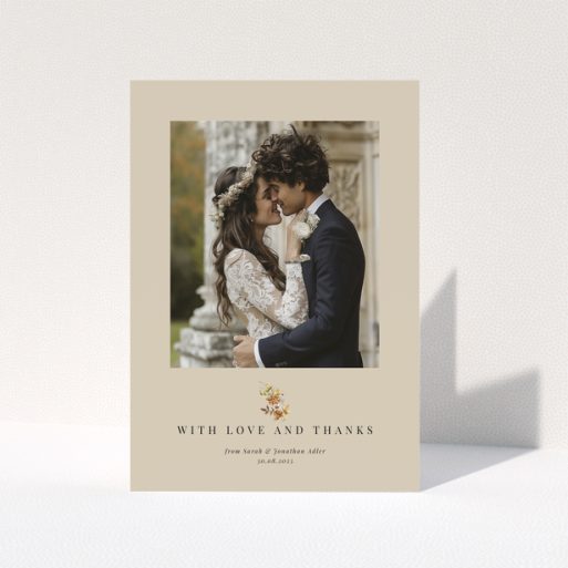 Wedding thank you card with a photo of a couple