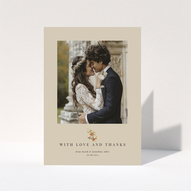 Wedding thank you card with a photo of a couple
