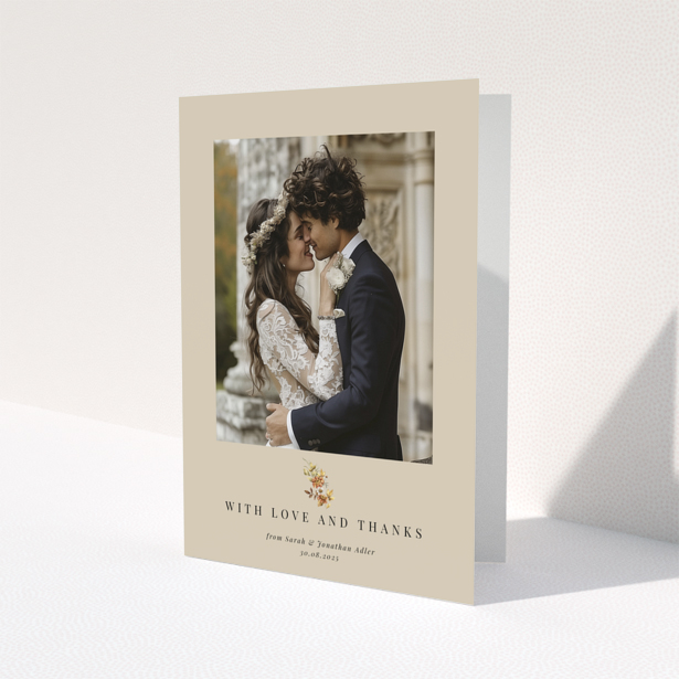 Wedding thank you card with a photo of a couple