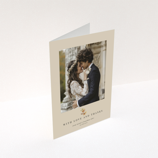 Wedding thank you card with a photo of a couple