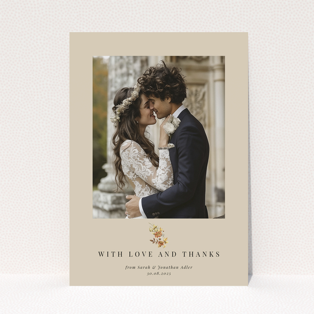 Wedding thank you card with a photo of a couple