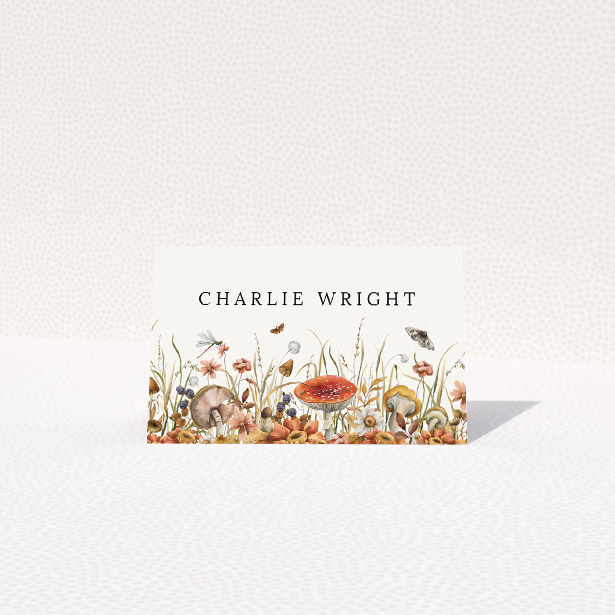 Autumn harvest place cards with rich warm tones and abundant autumnal imagery, ideal for couples seeking refined autumnal charm for their wedding stationery suites This is a view of the front