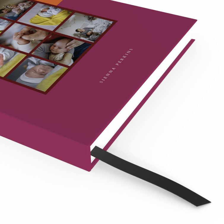 Colourful personalised notebooks design with nine photos on cover by Utterly Printable.