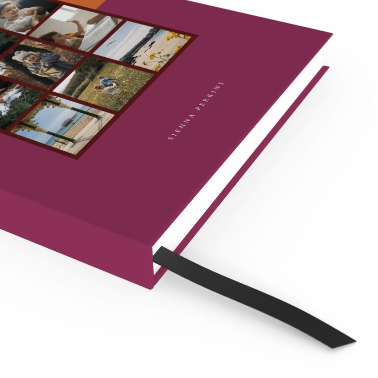 Colourful personalised notebook design with nine photos for notes and ideas by Utterly Printable.