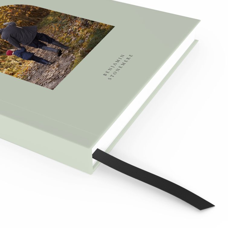 Personalised notebook design with one photo, UK printing, portrait layout for custom stationery products.