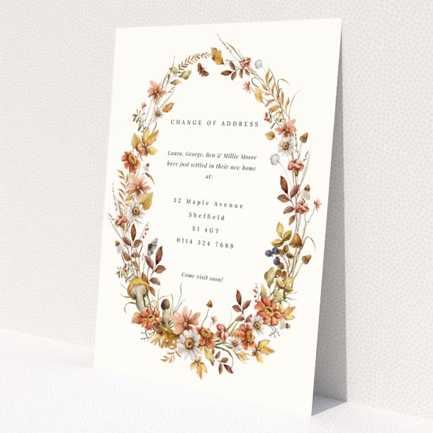 Change of address card with floral border and no photos