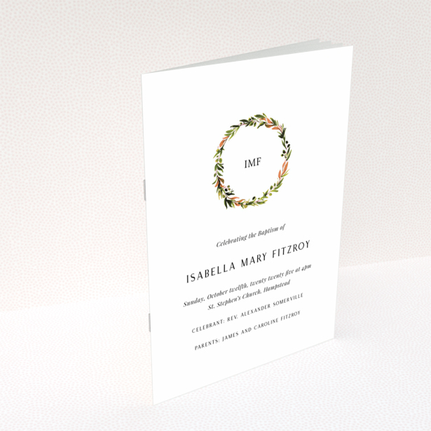 Christening order of service program design reverse side Portrait