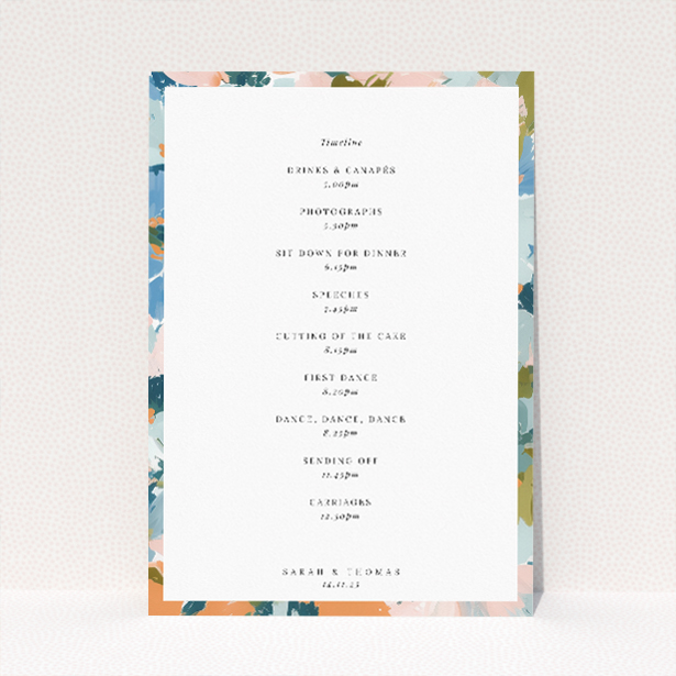 Autumnal Floral Frame wedding menu template - charming floral motif, vibrant palette, classic serif fonts, perfect for autumn weddings This image shows the front and back sides together