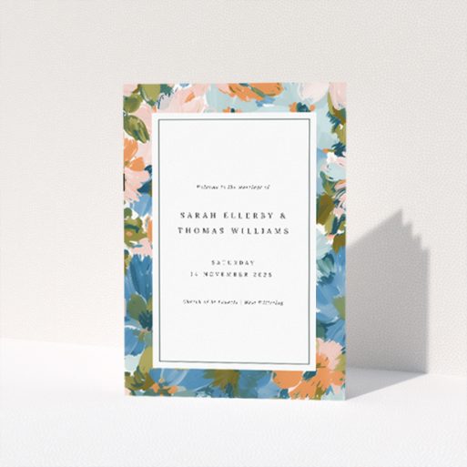 Autumnal Floral Frame Wedding Order of Service Booklet A5 - Rustic Charm Wedding Stationery. This is a view of the front