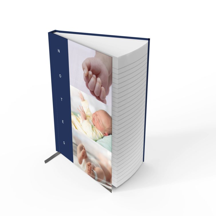 Portrait notebook design with three photos on the cover, created by Utterly Printable.