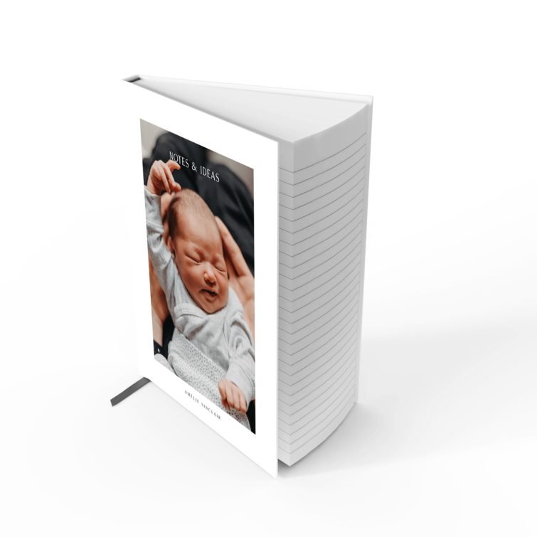 Personalised portrait notebook design with one photo, ideal for capturing notes and ideas.