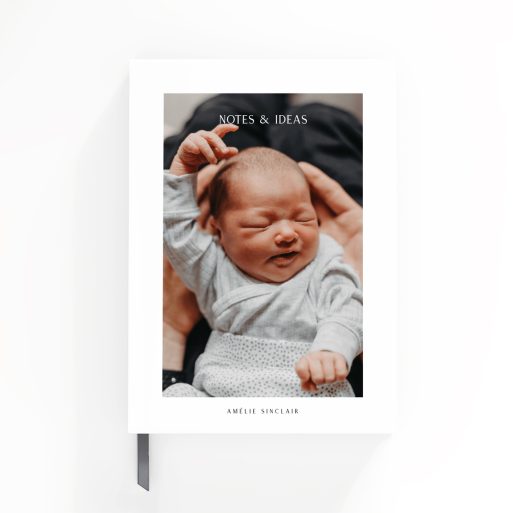 Personalised portrait notebook design with one photo, ideal for capturing notes and ideas.