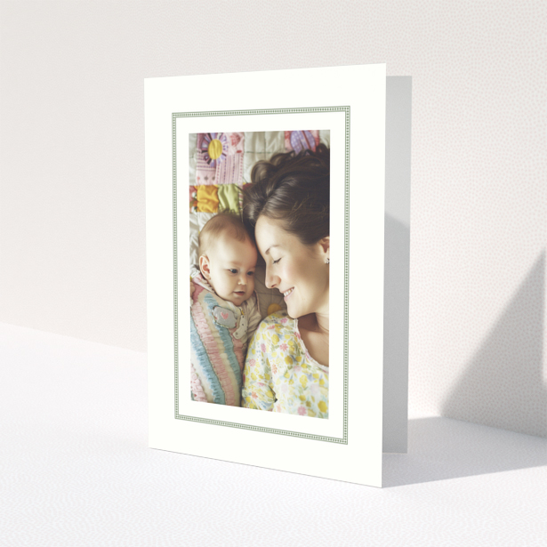 Baby thank you card with one photo in floral frame design