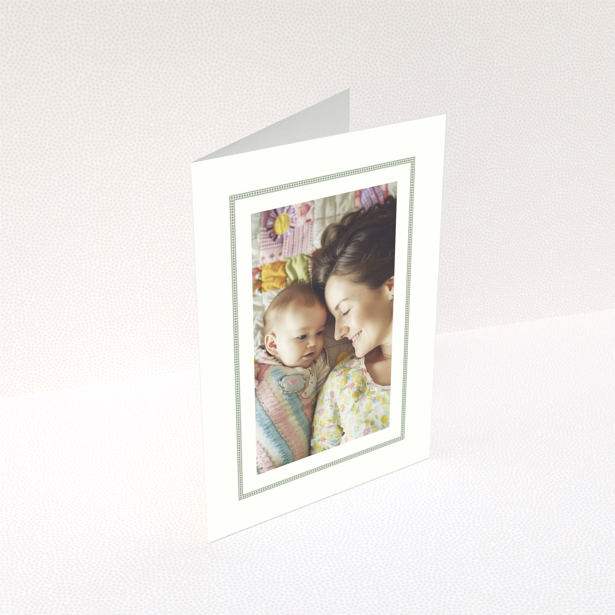 Baby thank you card with one photo in floral frame design