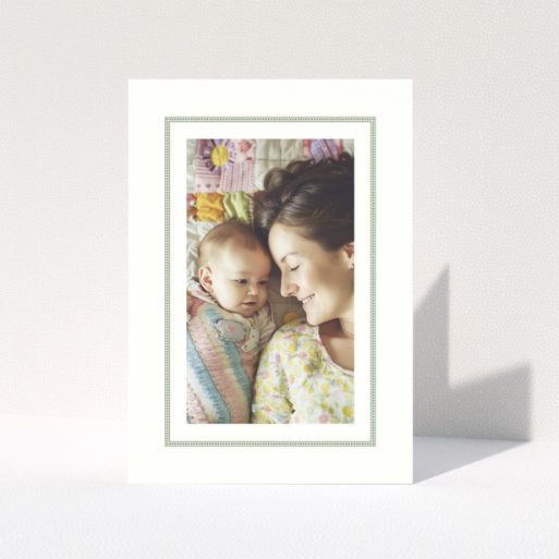 Baby thank you card with one photo in floral frame design