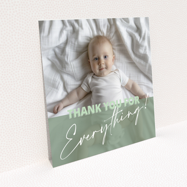 Baby thank you card reverse side design with one photo space - Square
