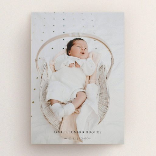 Baptism Invitation Design - "Maddox Street" A baptism invitation design named "Maddox Street". It is an A5 invite card in a portrait orientation. It is a photographic baptism invitation with room for 1 photo. "Maddox Street" is available as a flat invite card.