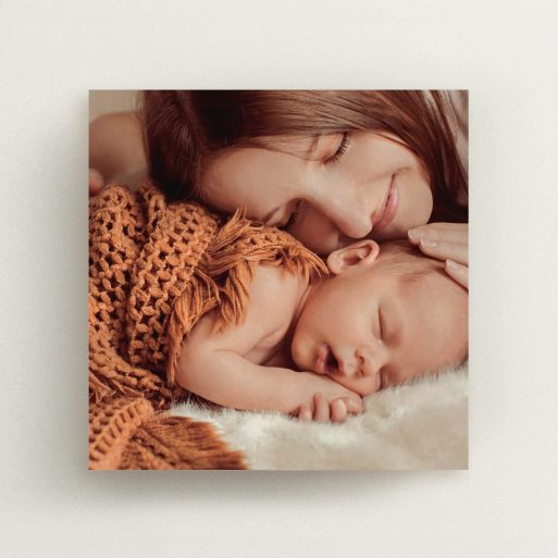 Baptism Invitation Design - "Our New Arrival" A baptism invitation design called "Our New Arrival". It is a square (148mm x 148mm) invite card in a square orientation. It is a photographic baptism invitation with room for 1 photo. "Our New Arrival" is available as a flat invite card, with mainly white colouring.
