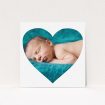 A baptism invitation named "Simple Heart Frame". It is a square (148mm x 148mm) invite card in a square orientation. It is a photographic baptism invitation with room for 1 photo. "Simple Heart Frame" is available as a flat invite card, with mainly white colouring.