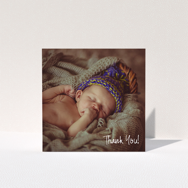 A baptism thank you card called "Rough but Simple Photo". It is a square (148mm x 148mm) card in a square orientation. It is a photographic baptism thank you card with room for 1 photo. "Rough but Simple Photo" is available as a folded card, with mainly white colouring.