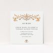 Baroque Wedding Save the Date Card Template - Classic Elegance with Golden Baroque Ornament. This is a view of the front