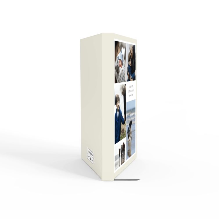 Portrait orientation daily journal notebook design with five photos on the cover, available for personalisation from Utterly Printable.