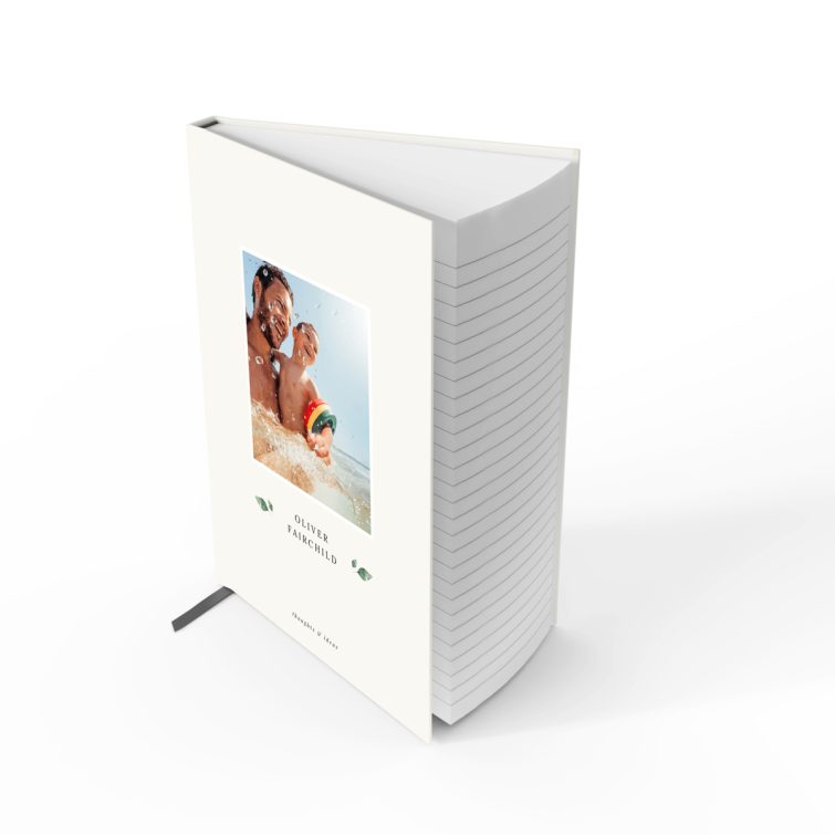 Personalised portrait notebook cover design with 1 photo, ideal for capturing memories and ideas, by Utterly Printable.