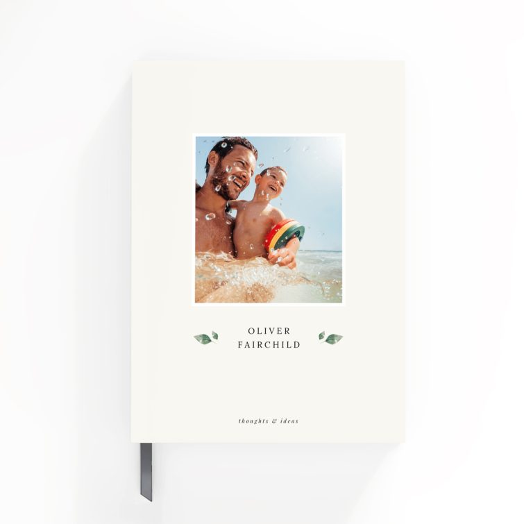 Personalised portrait notebook cover design with 1 photo, ideal for capturing memories and ideas, by Utterly Printable.