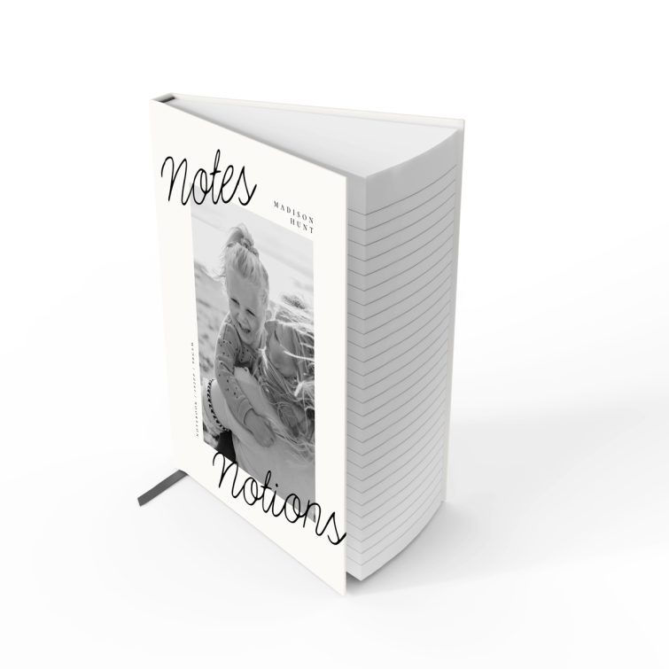 Portrait notebook design with single photo on the cover by Utterly Printable.