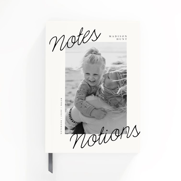 Portrait notebook design with single photo on the cover by Utterly Printable.