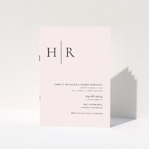 Modern Minimal Belgravia Monogram Wedding Order of Service Booklet with Bold Monogram Design. This is a view of the front
