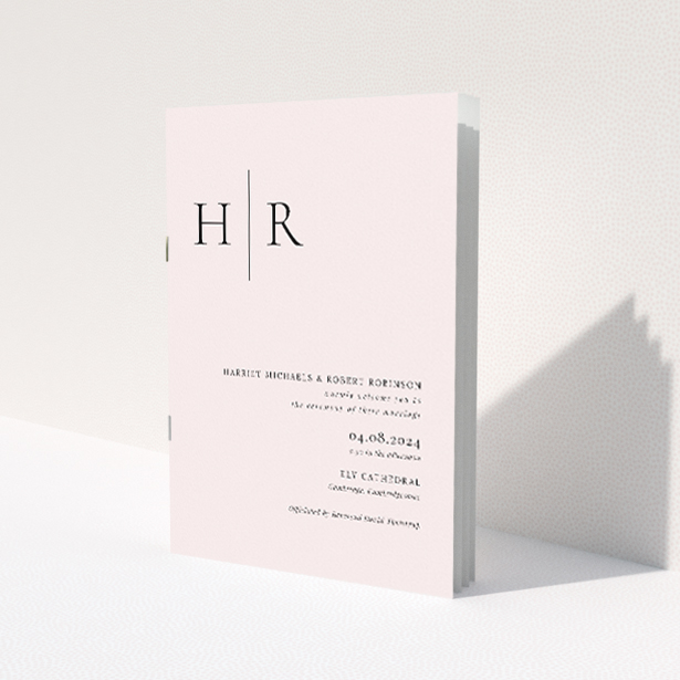 Modern Minimal Belgravia Monogram Wedding Order of Service Booklet with Bold Monogram Design. This is a view of the front