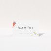 Charming birds and wreath place cards with golden wreaths encircling delicate pastel-hued birds, perfect for wedding stationery inspired by nature's beauty This is a view of the front