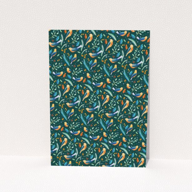 Change of address card back page with colourful bird pattern design - Portrait