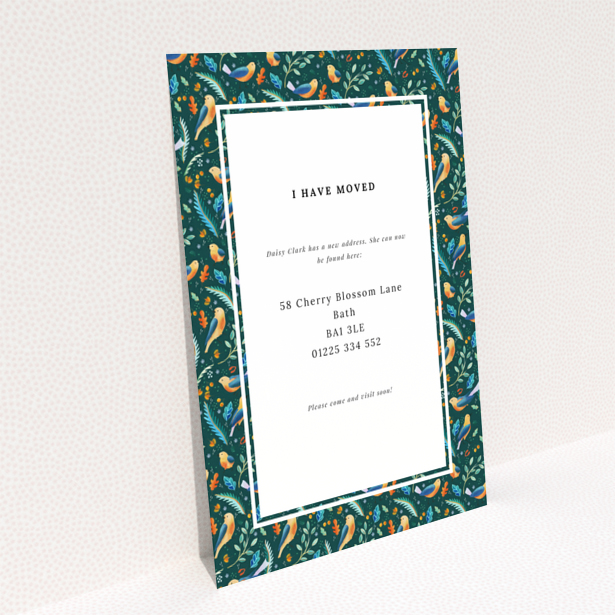 Colourful change of address card with patterned border and no photos