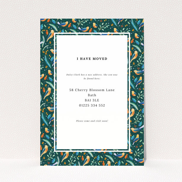 Colourful change of address card with patterned border and no photos