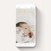 A birth announcement for whatsapp design titled "Jagger". It is a smartphone screen sized announcement in a portrait orientation. It is a photographic birth announcement for whatsapp with room for 1 photo. "Jagger" is available as a flat announcement, with mainly light orange colouring.