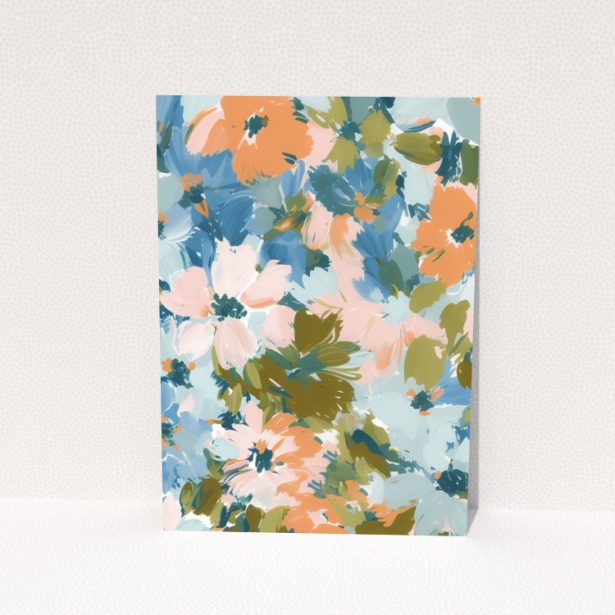 Floral change of address card with one photo and colourful border design