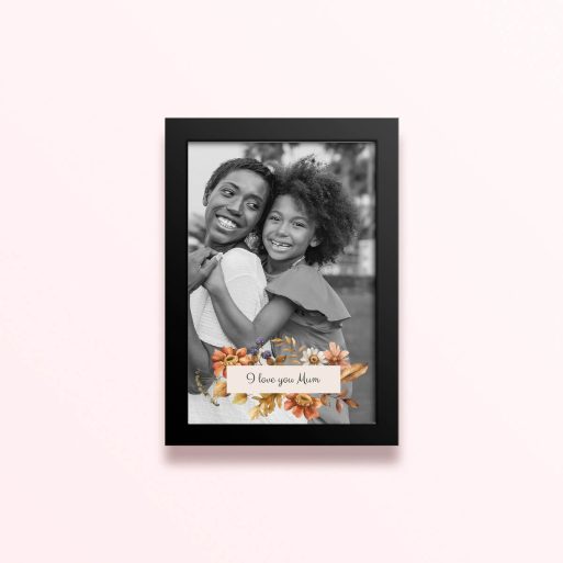Simple framed prints designs featuring a floral theme and one photo.