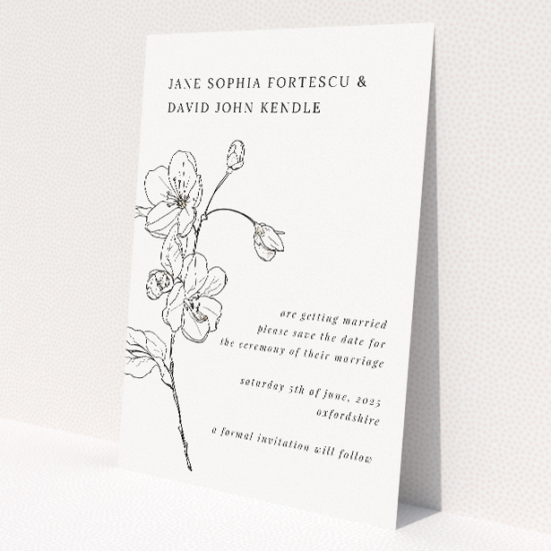 Bloomsbury Botanical A6 Save the Date Card - Wedding stationery featuring hand-drawn floral illustration evoking the natural beauty of an English garden, with a blend of romantic and modern design elements This is a view of the back