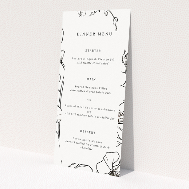 Bloomsbury Botanical Wedding Menu Template - Timeless Elegance with Botanical Sophistication. This is a view of the front