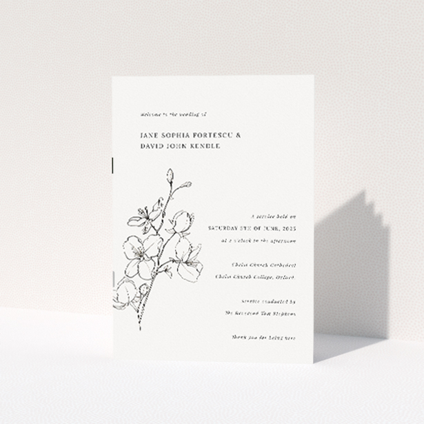 Sophisticated Bloomsbury Botanical Wedding Order of Service Booklet. This is a view of the front