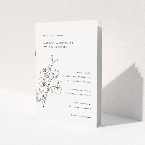 Sophisticated Bloomsbury Botanical Wedding Order of Service Booklet. This image shows the front and back sides together