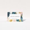 Blossom Boulevard place cards featuring lush peonies and blooms in soft pastel hues against a backdrop of sage green leaves. This is a view of the front