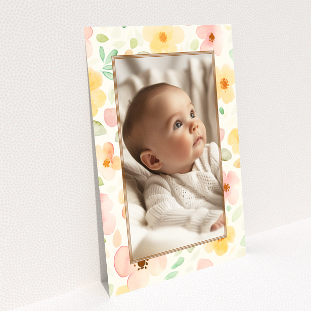 Baby thank you card reverse side with Portrait design featuring no photos