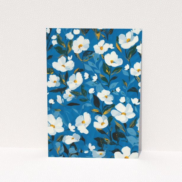 Blue floral background for Portrait design change of address card